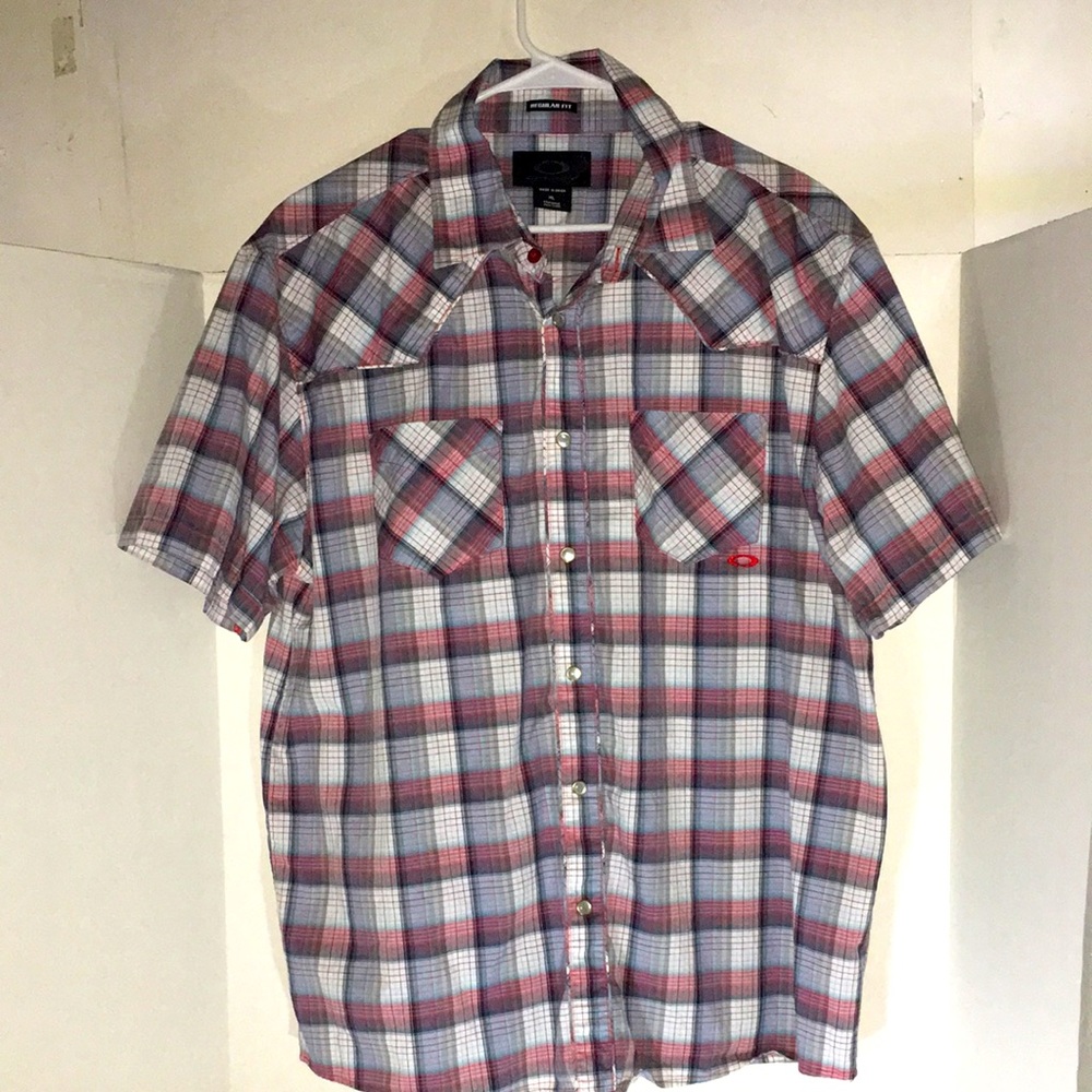 Oakley Checker Casual Button Down Regular Fit Men’s Shirt Size XLarge